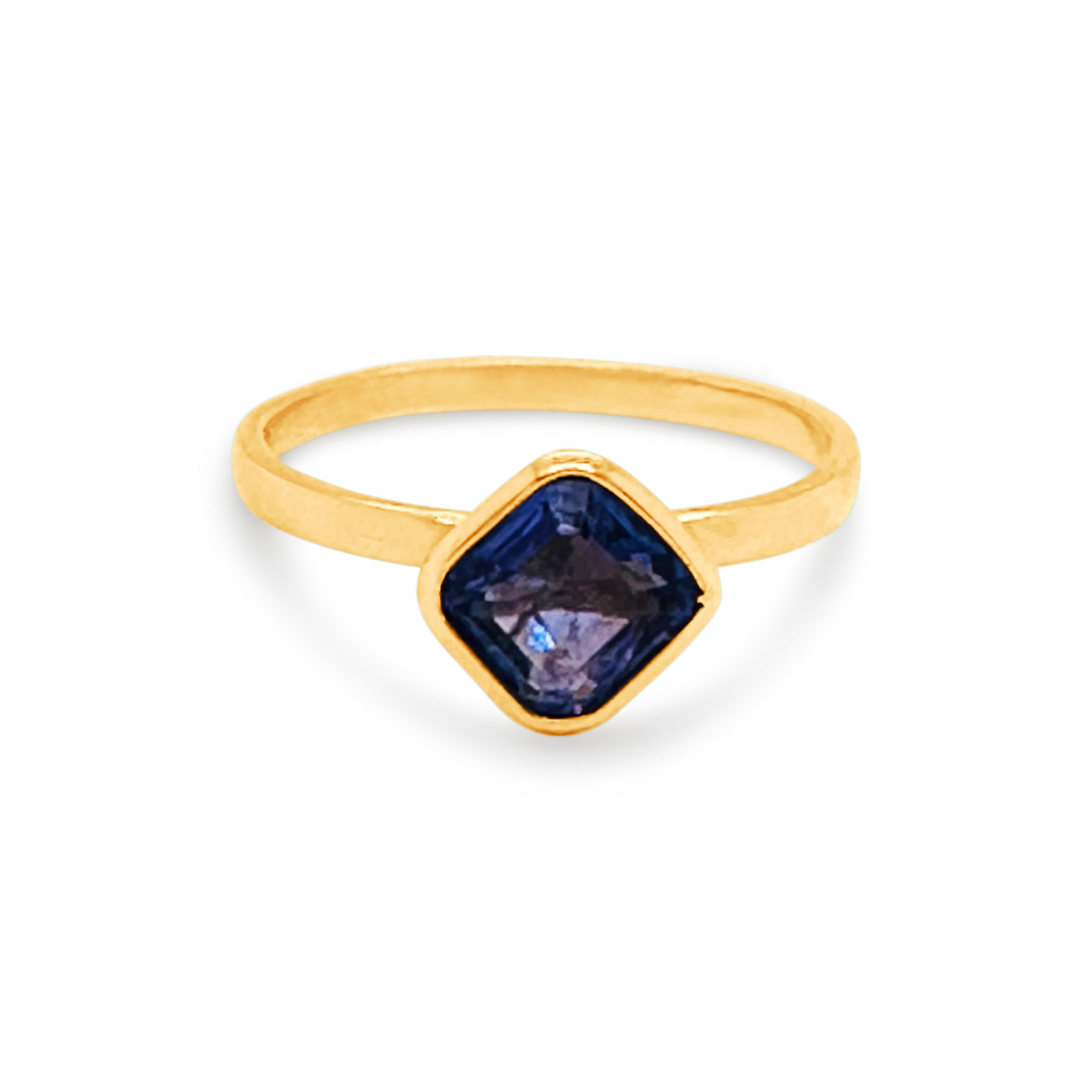 Tanzanite Square Ring In 18K Yellow Gold