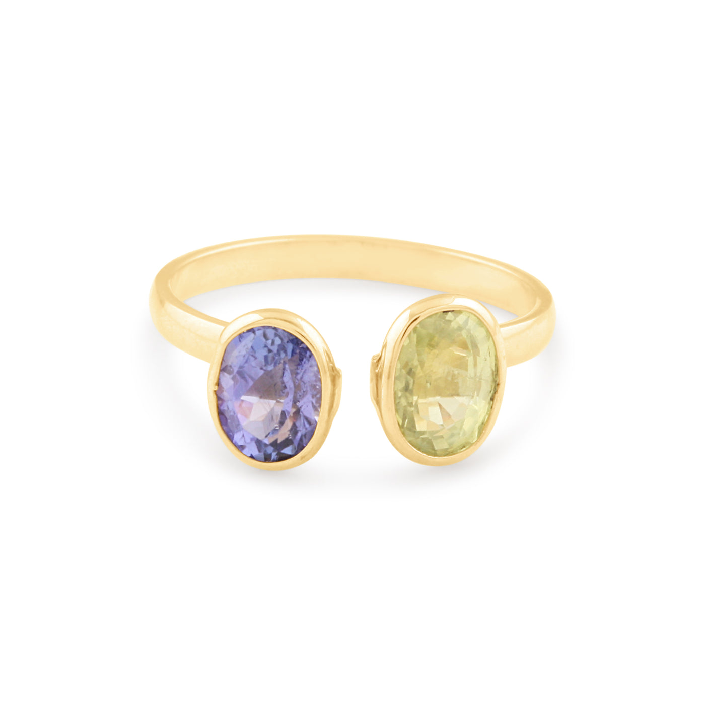 Gemstone Oval Ring In 18K Yellow Gold