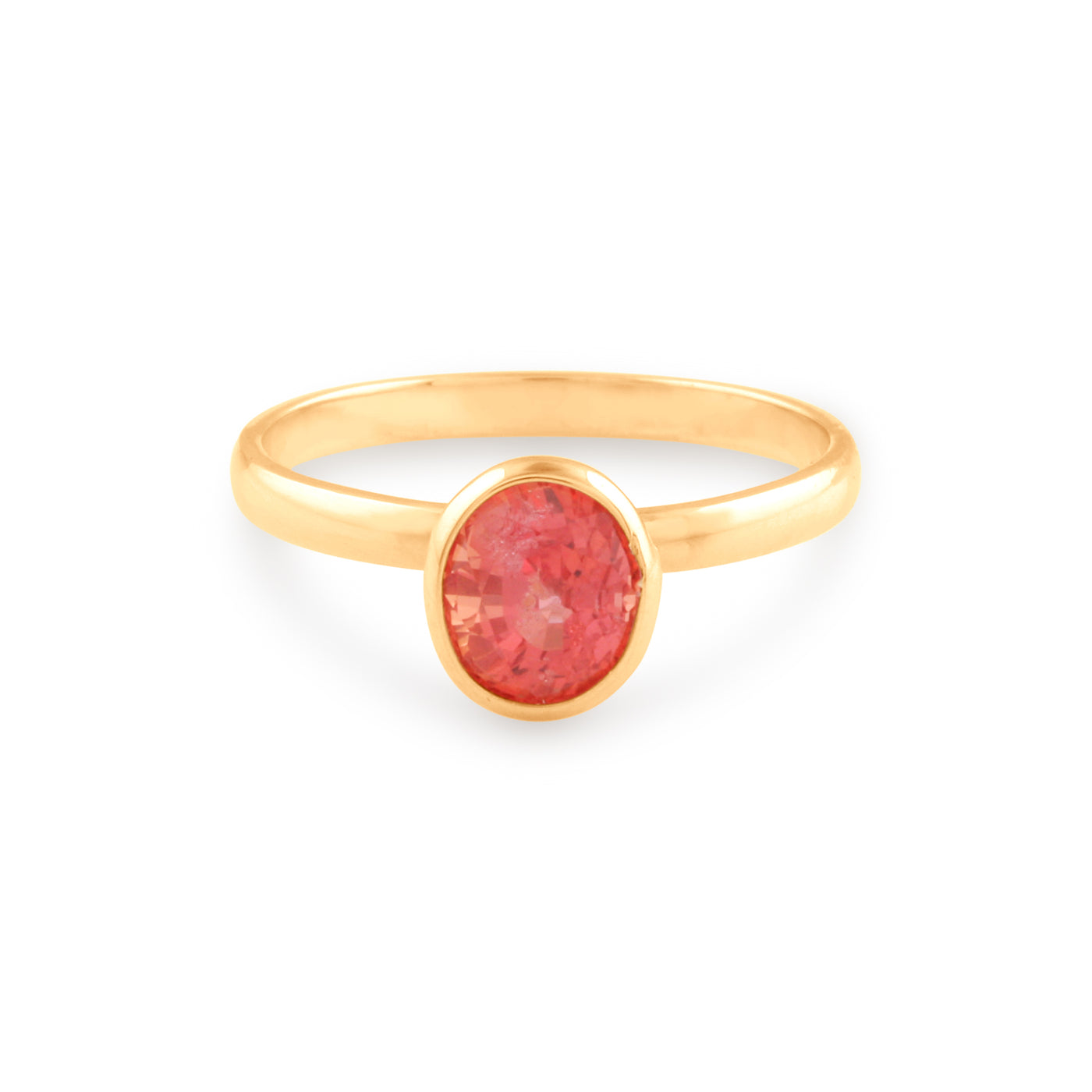 Gemstone Oval Ring In 18K Yellow Gold