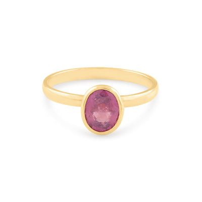 Gemstone Oval Ring In 18K Yellow Gold