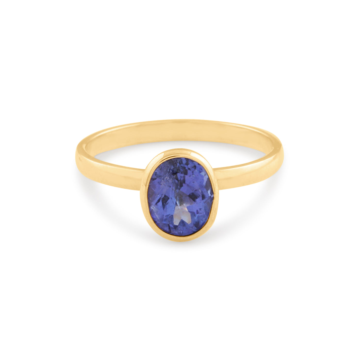 Gemstone Oval Ring In 18K Yellow Gold