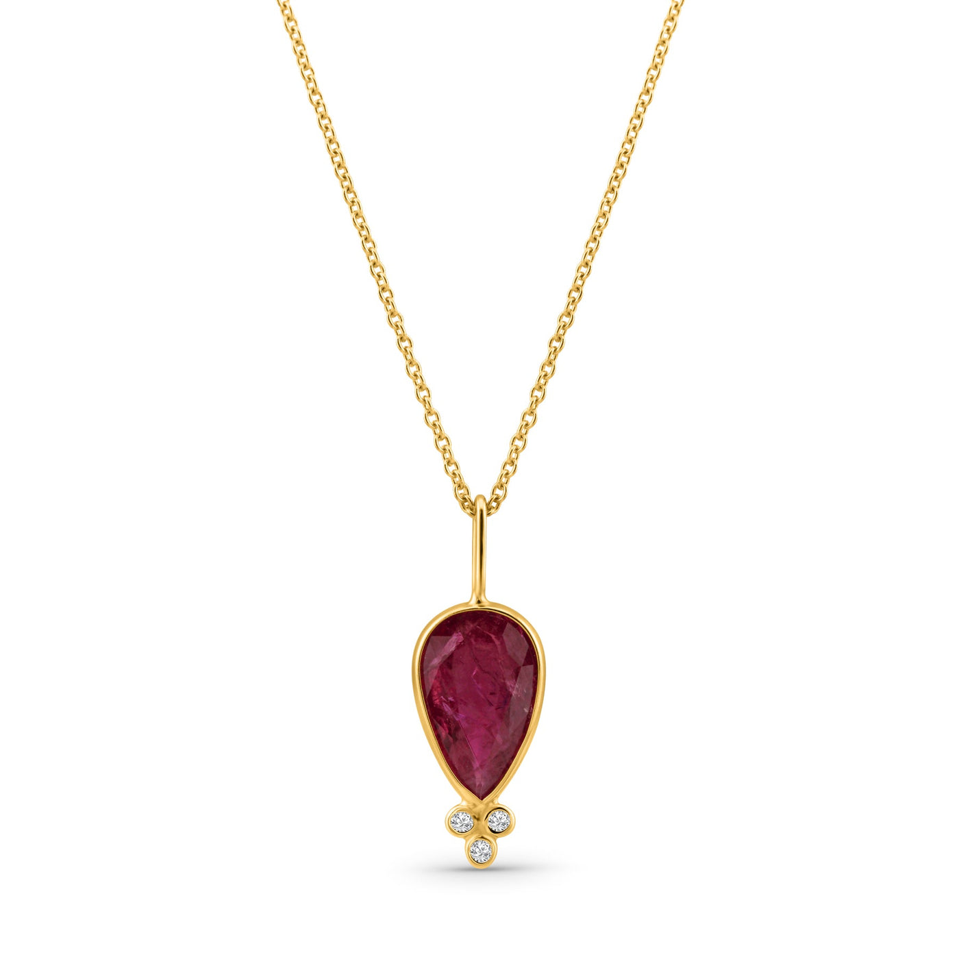 18K Gold Ruby Pear Shape Necklace – Flora Collection