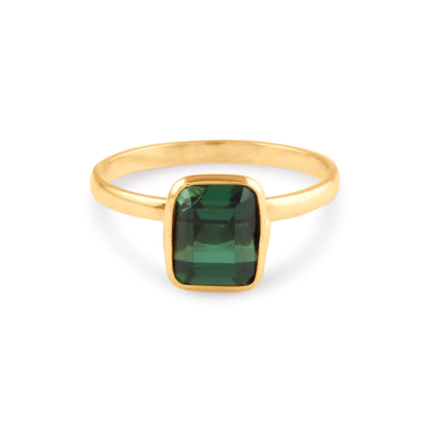 18K Gold Green Tourmaline Rectangle Ring – Flora Collection