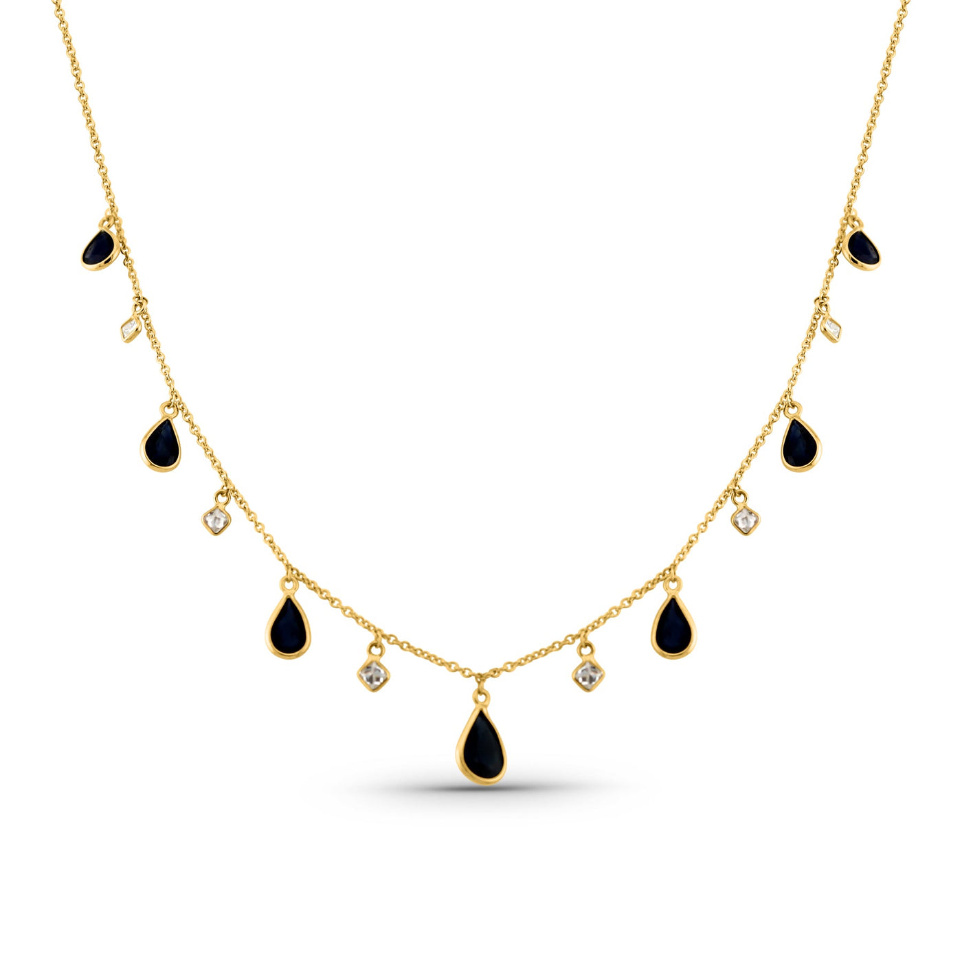 18K gold blue sapphire & diamond necklace – luxury handcrafted jewelry