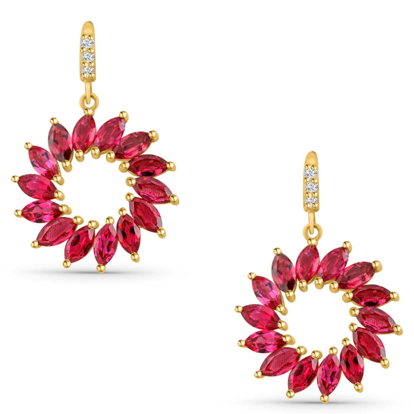 Pink Spinel Marquise Earring In 18K Yellow Gold