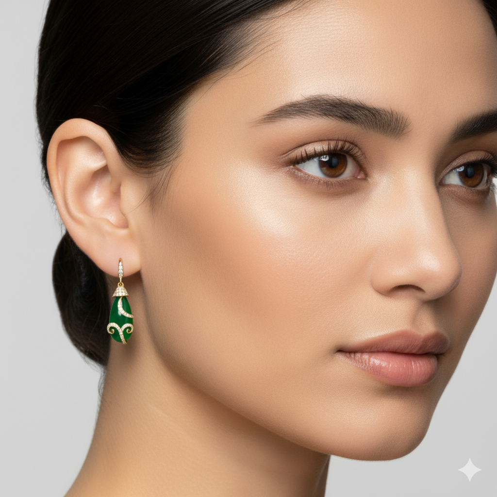 Emerald Drop and Diamond Earrings – Tresor Collection