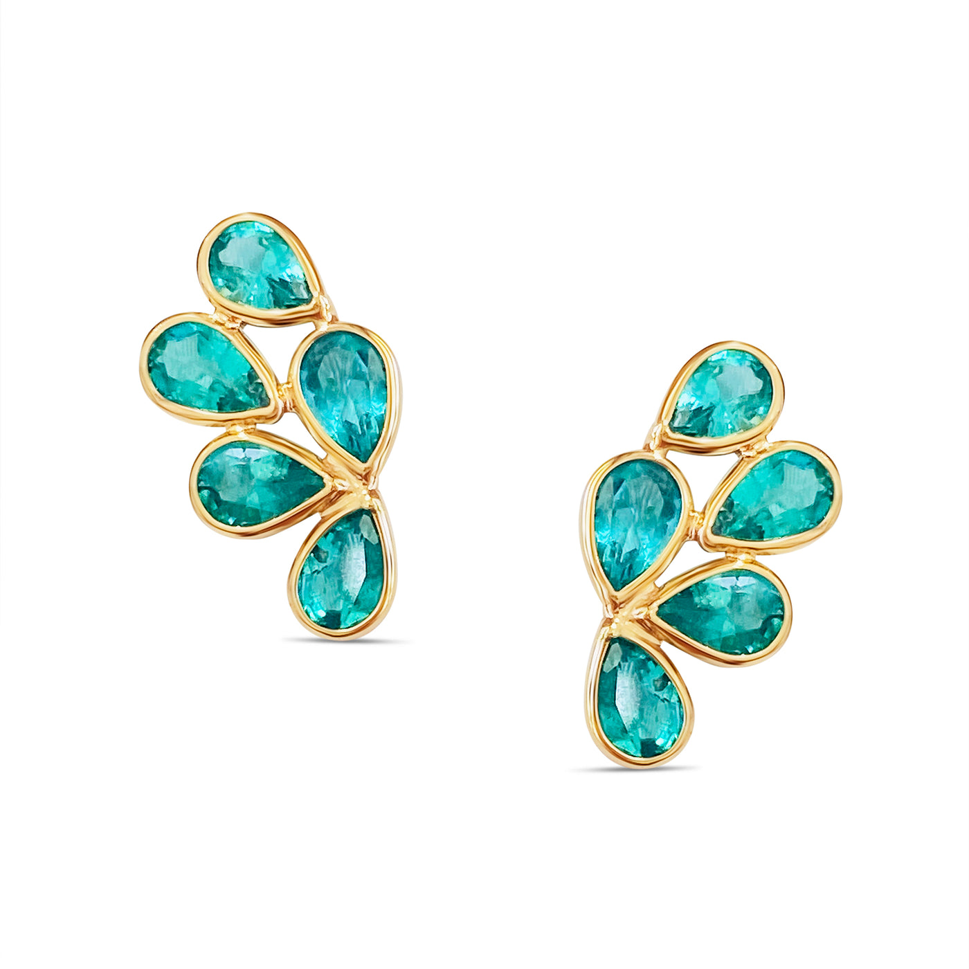 Emerald Pear Shape Earring In 18K Yellow Gold