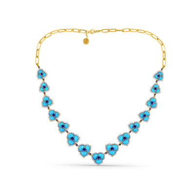 Turquoise Tabiz, Blue Sapphire And Diamond Round Necklace – Tresor Collection