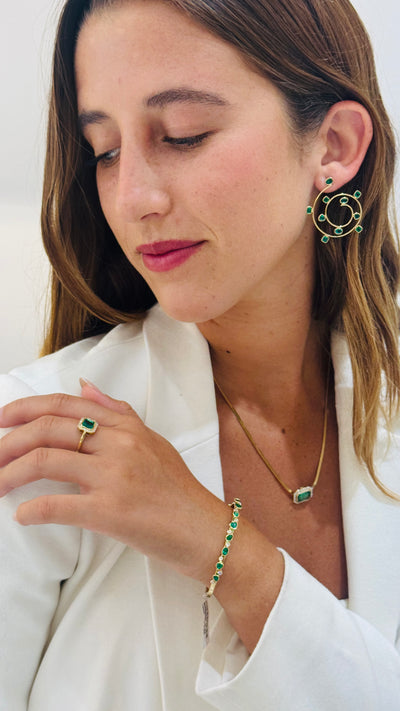 Gemstone Swirl Earring In 18K Yellow Gold