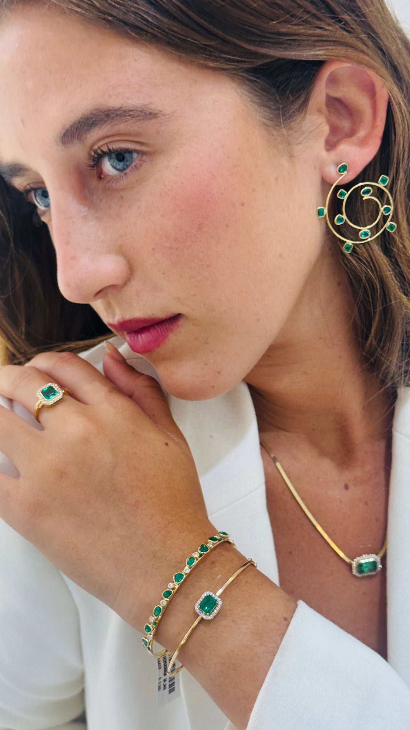 Emerald & Diamond Rectangle Gold Bracelet – Desire Collection