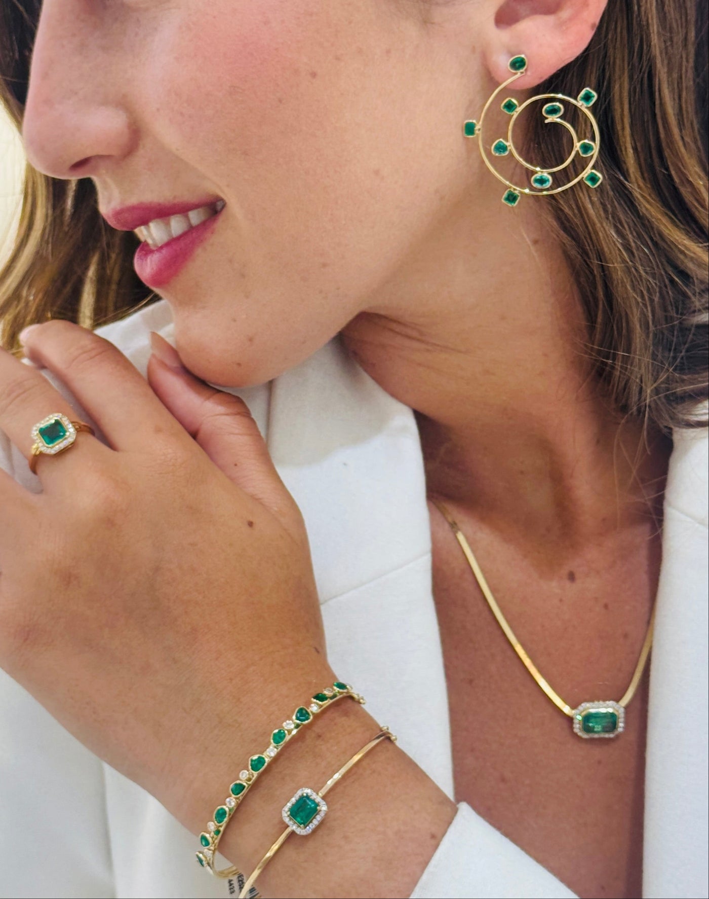 Gemstone Swirl Earring In 18K Yellow Gold