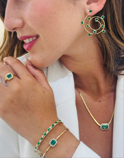 Gemstone Swirl Earring In 18K Yellow Gold