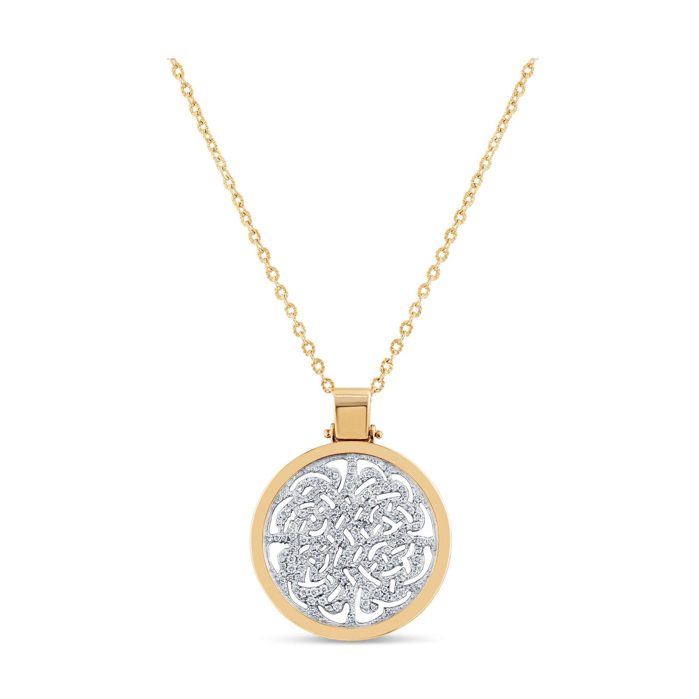 Diamdon Logo Pendant In 18K Yellow Gold W/ 18K Yellow Gold Italian Chain