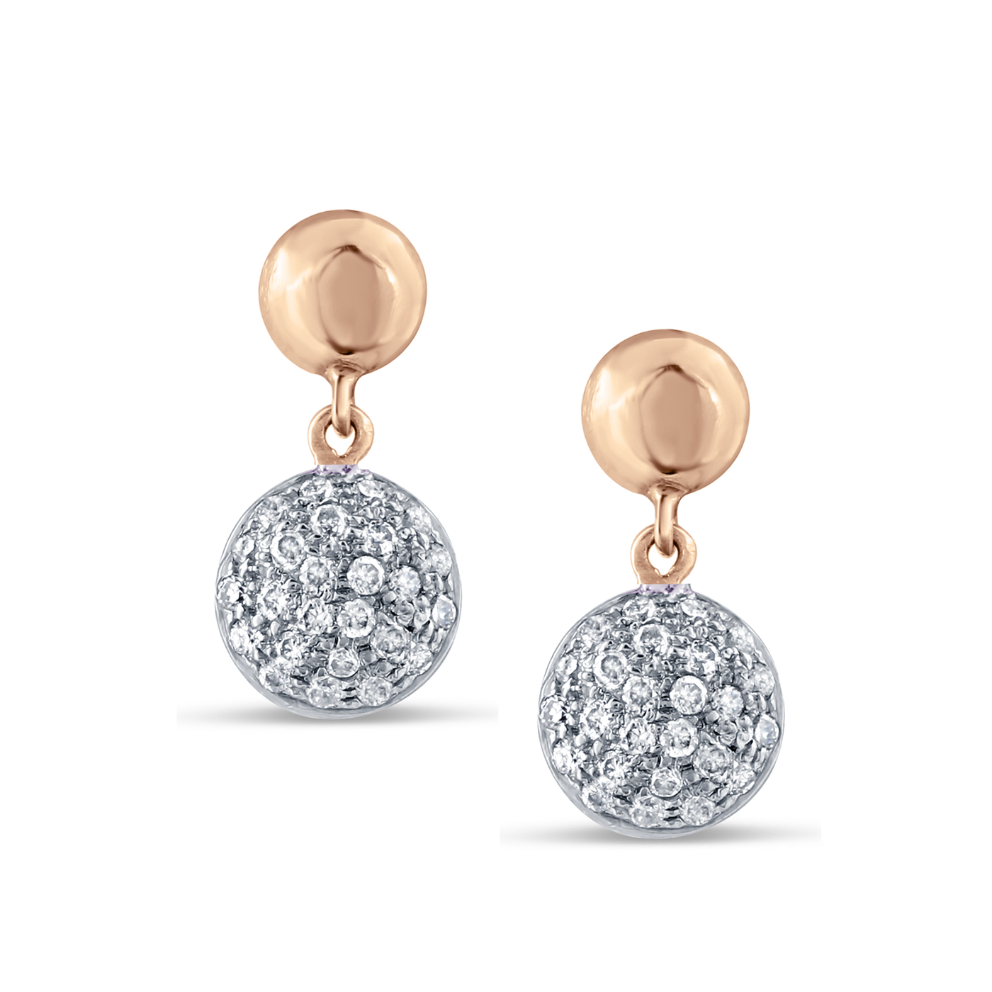 18K Gold 2 Tier Earring With Pave Diamond – Lente Collection