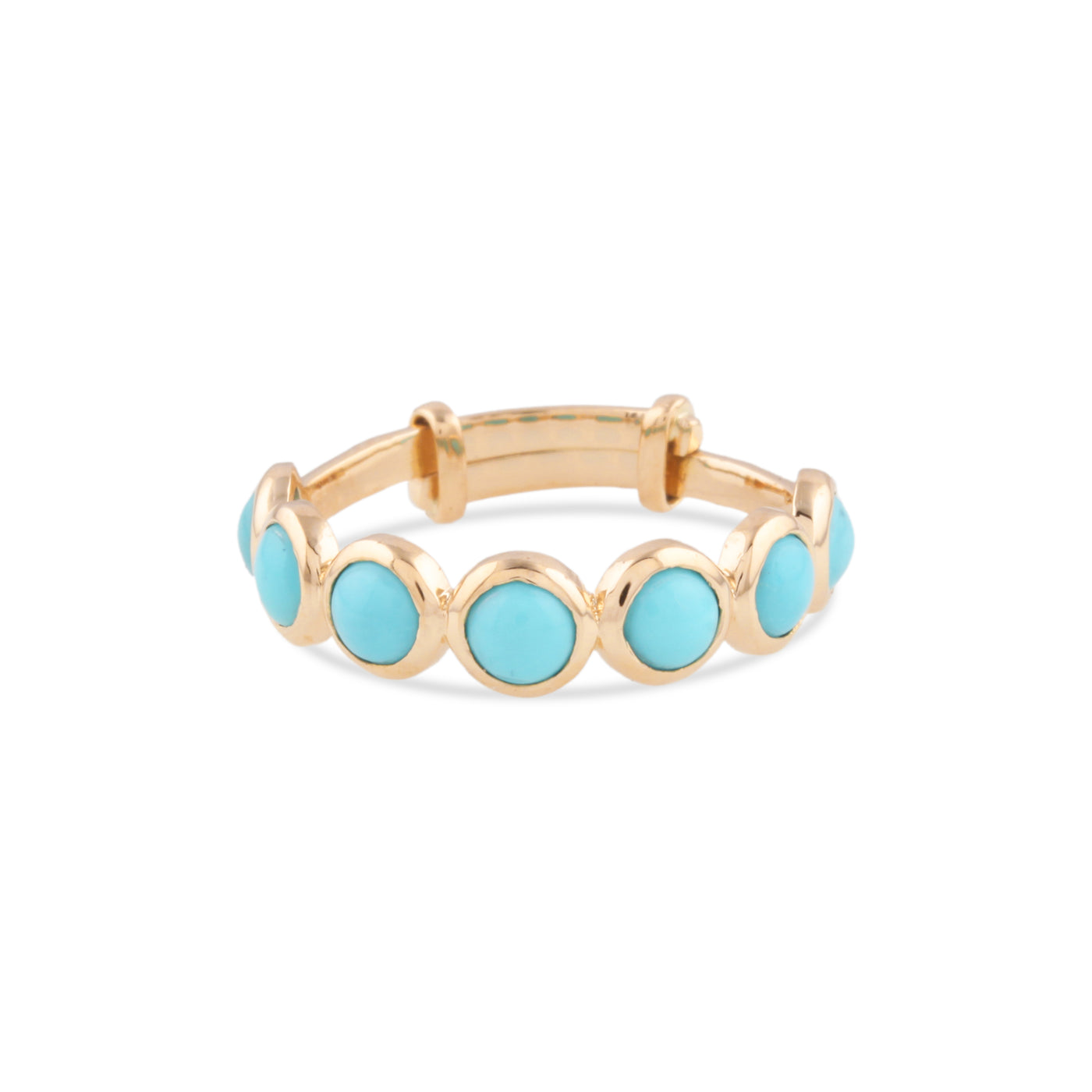 Turquoise Round Ring In 18K Yellow Gold