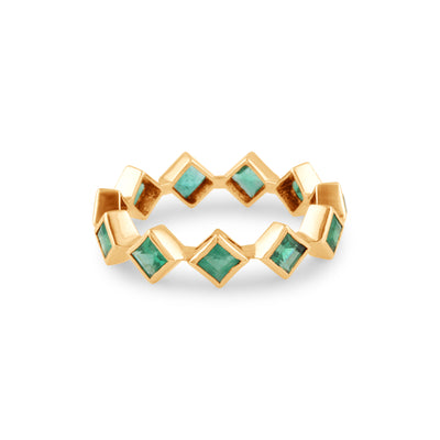 Gemstone Princess cut Ring In 18K Yellow Gold