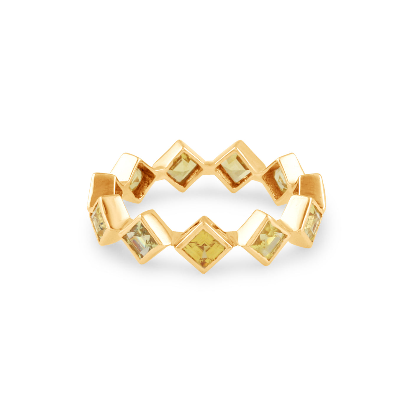 Gemstone Princess cut Ring In 18K Yellow Gold