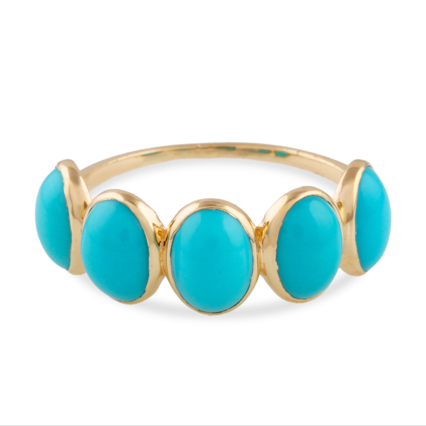 18K Gold Turquoise Oval Cabochon Ring – Mosaico Collection