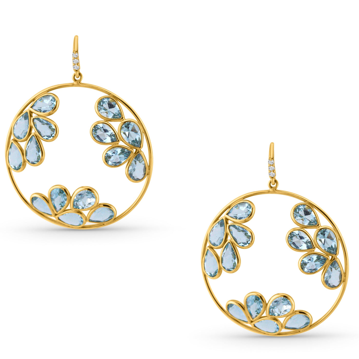 Aquamarine Pear Shape And Diamond Earring In 18K Yellow Gold