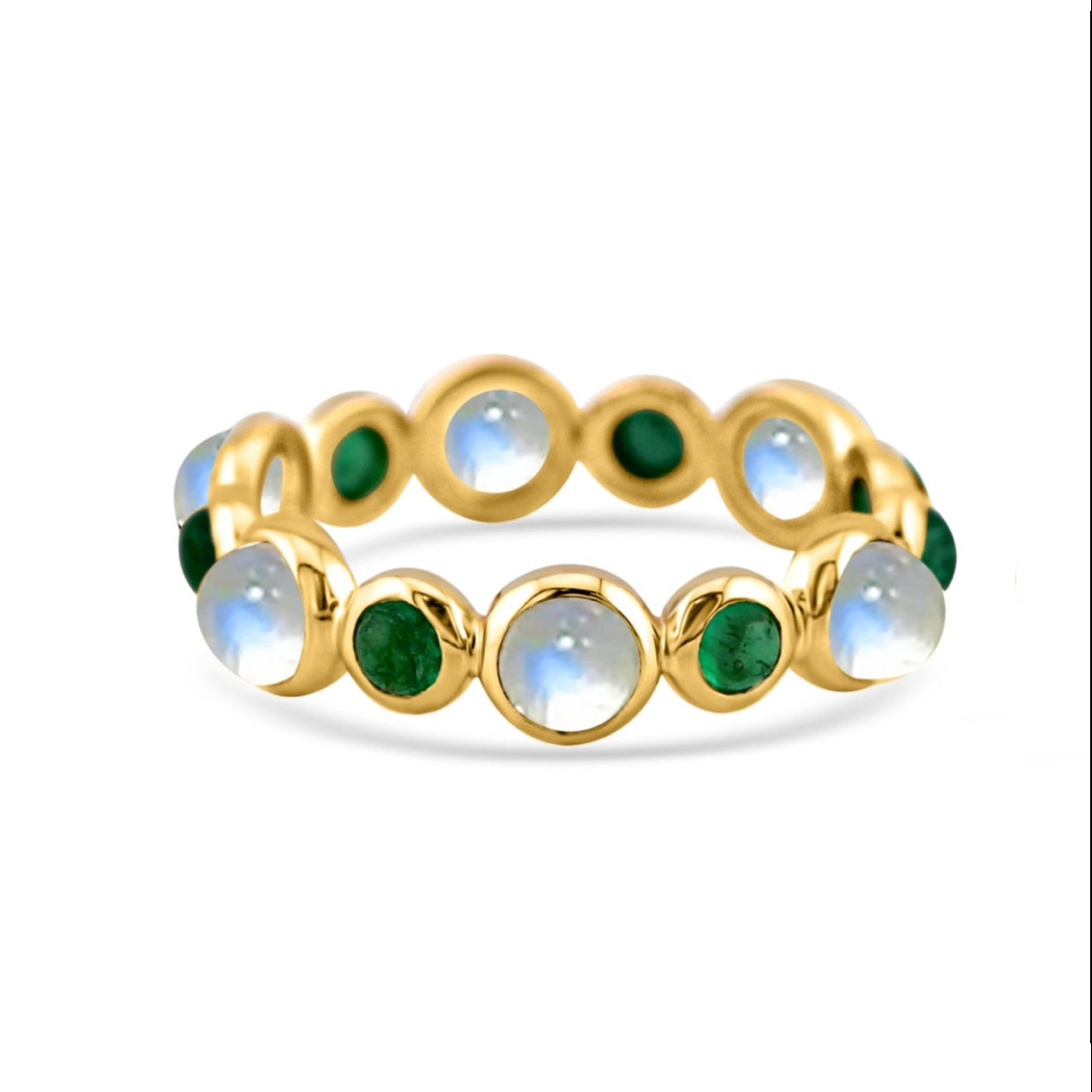 Gemstone Round Ring In 18K Yellow Gold