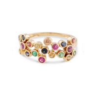 Multicolor Stone Round Ring In 18K Yellow Gold