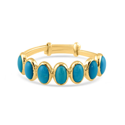 Gemstone Oval Ring In 18K Yellow Gold