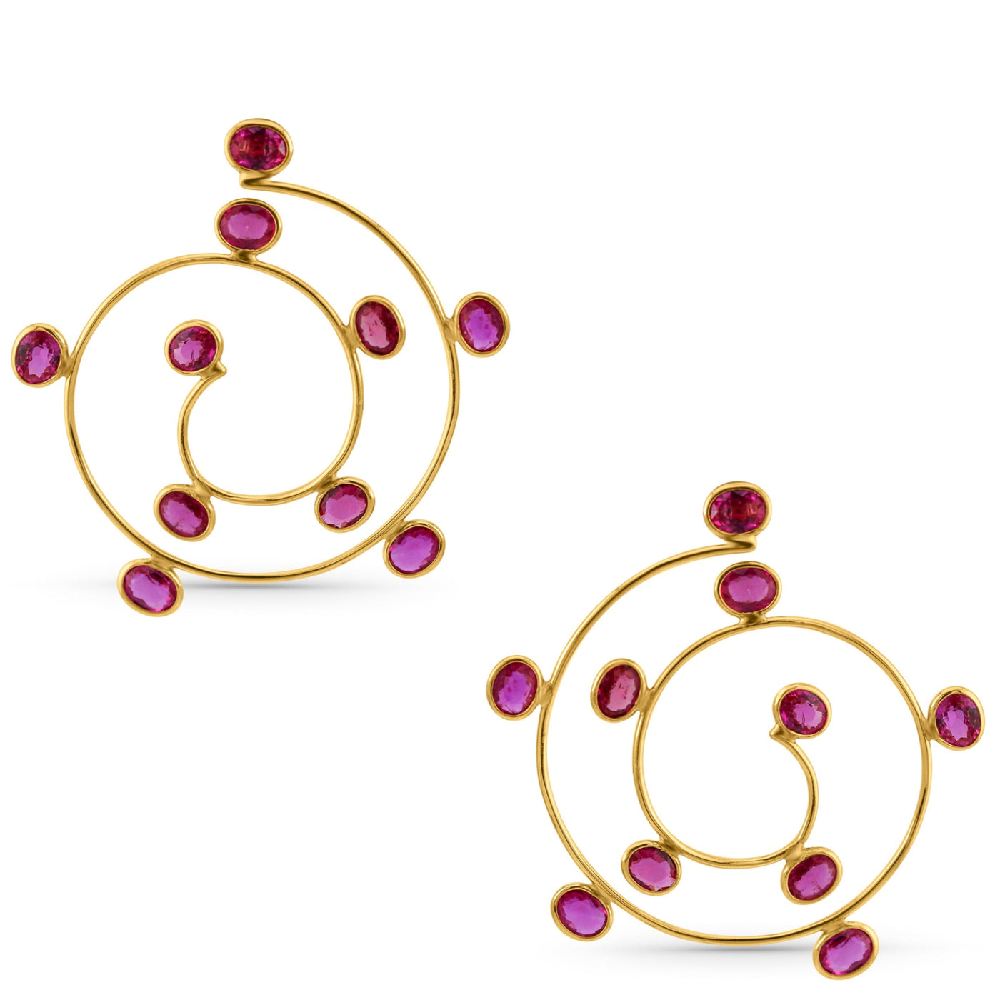 Ruby Oval Earring In 18K Yellow Gold