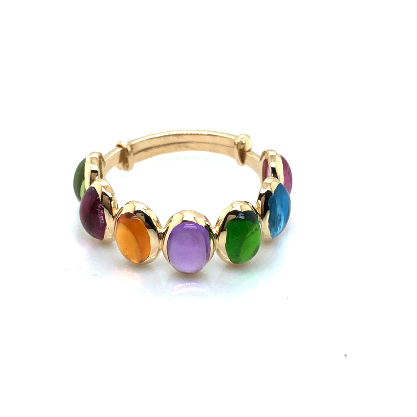 18K gold multicolor gemstone oval ring – artistic Mosaico Collection jewelry