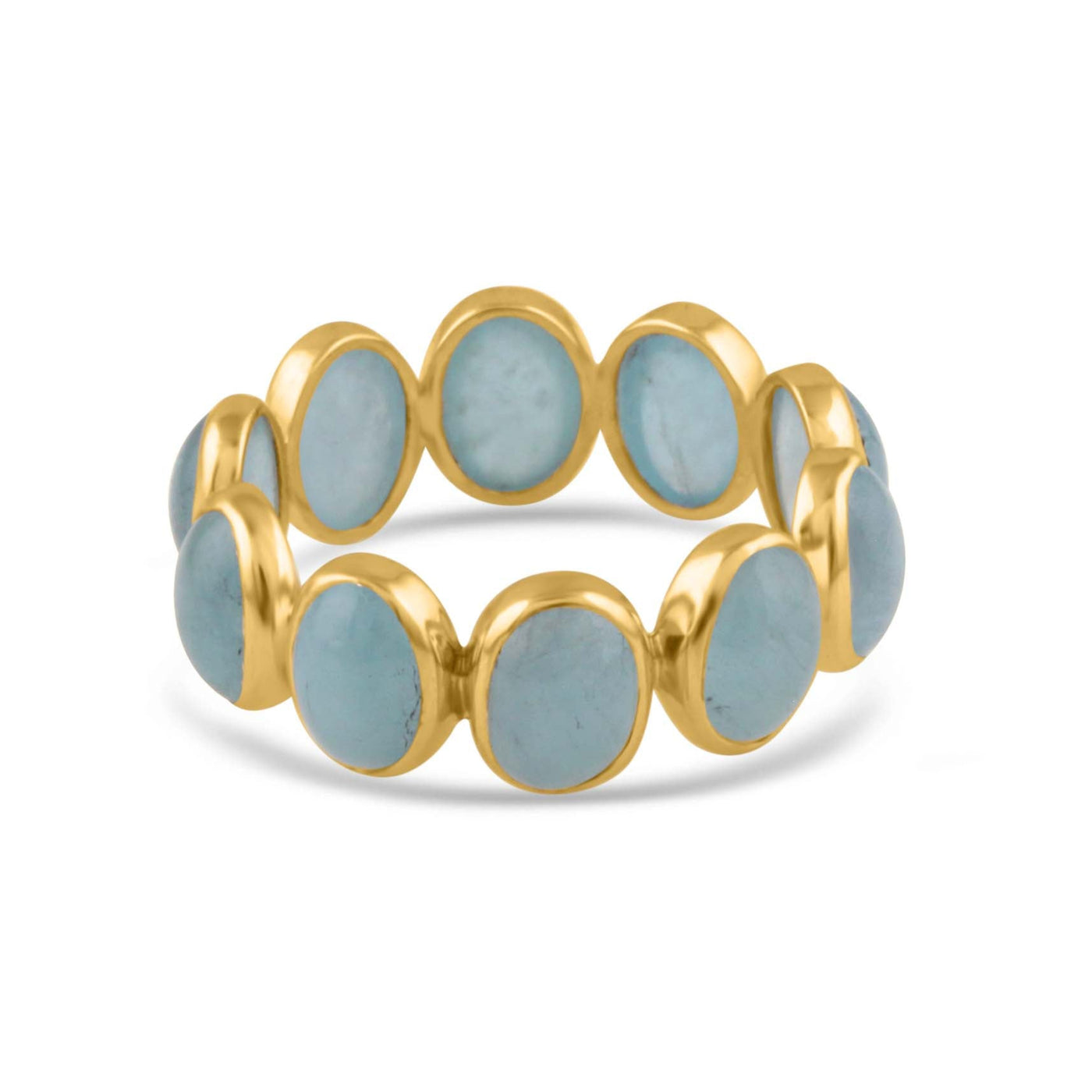Aquamarine Oval Ring In 18K Yellow Gold