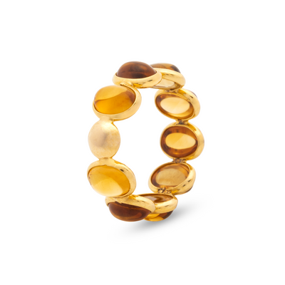 Gemstone Oval Ring In 18K Yellow Gold