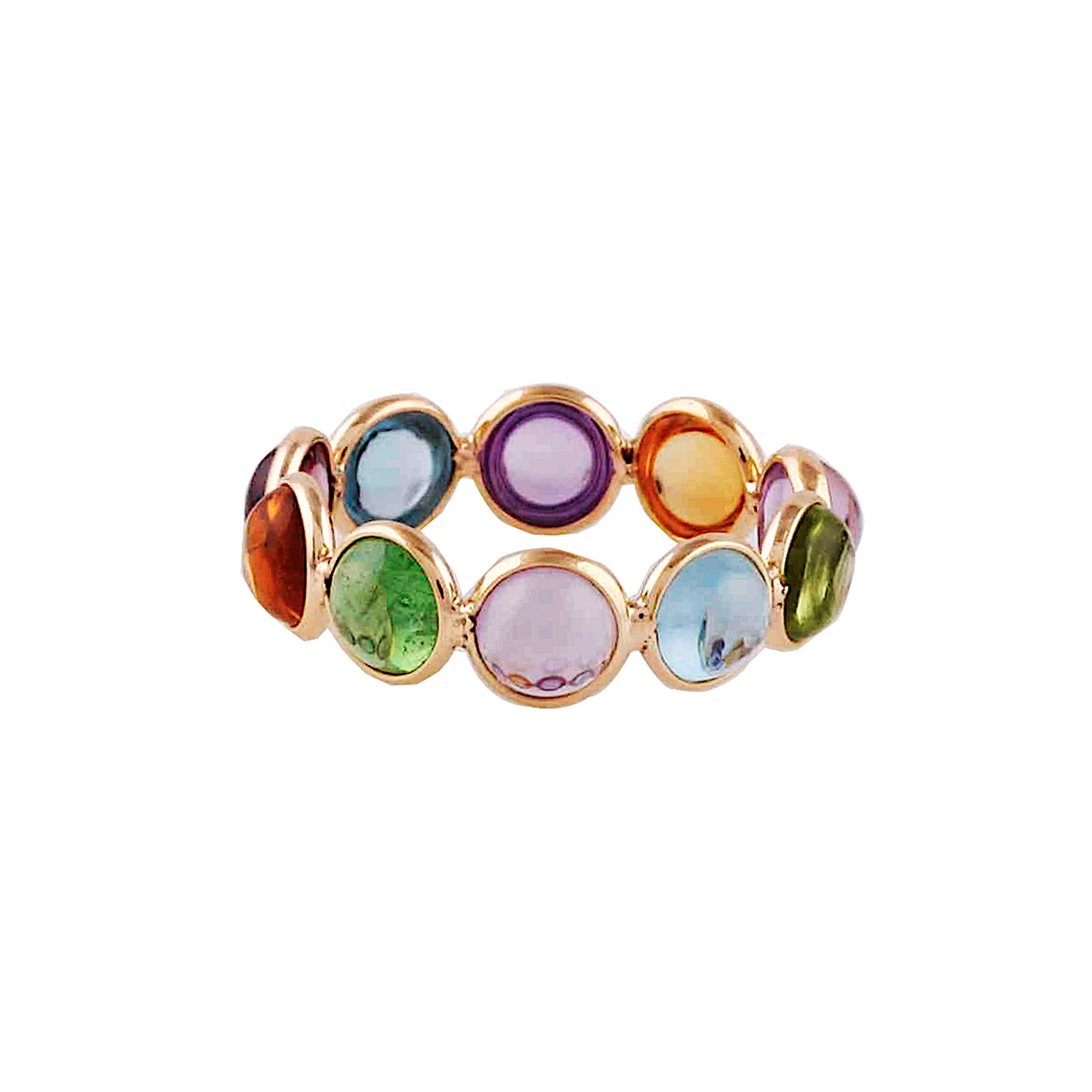 Gemstone Round Ring In 18K Yellow Gold