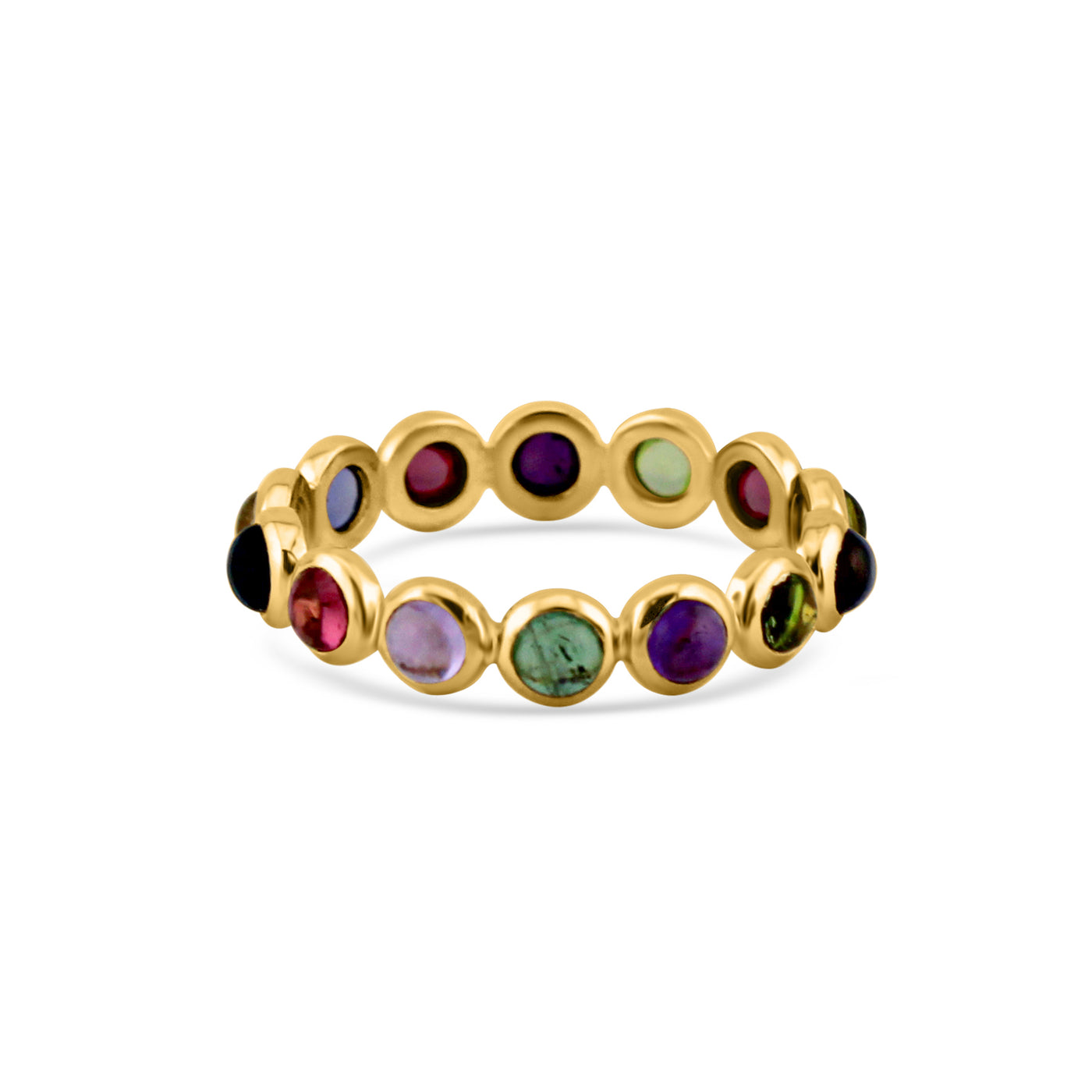 Gemstone Round Ring In 18K Yellow Gold