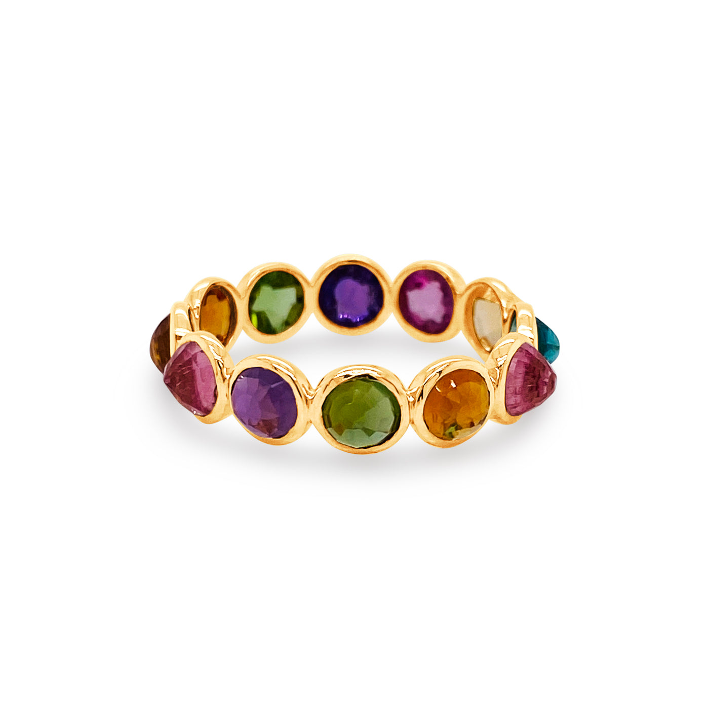 Gemstone Round Ring In 18K Yellow Gold