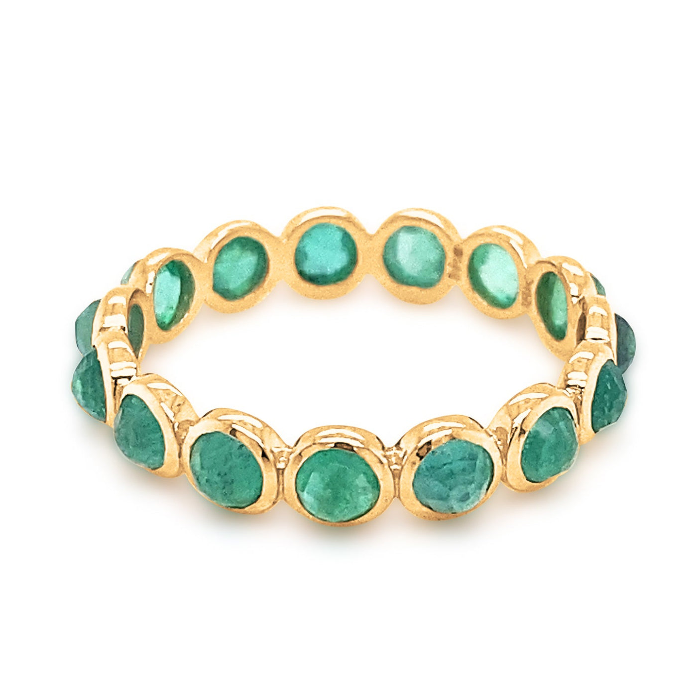Emerald Round Ring In 18K Yellow Gold