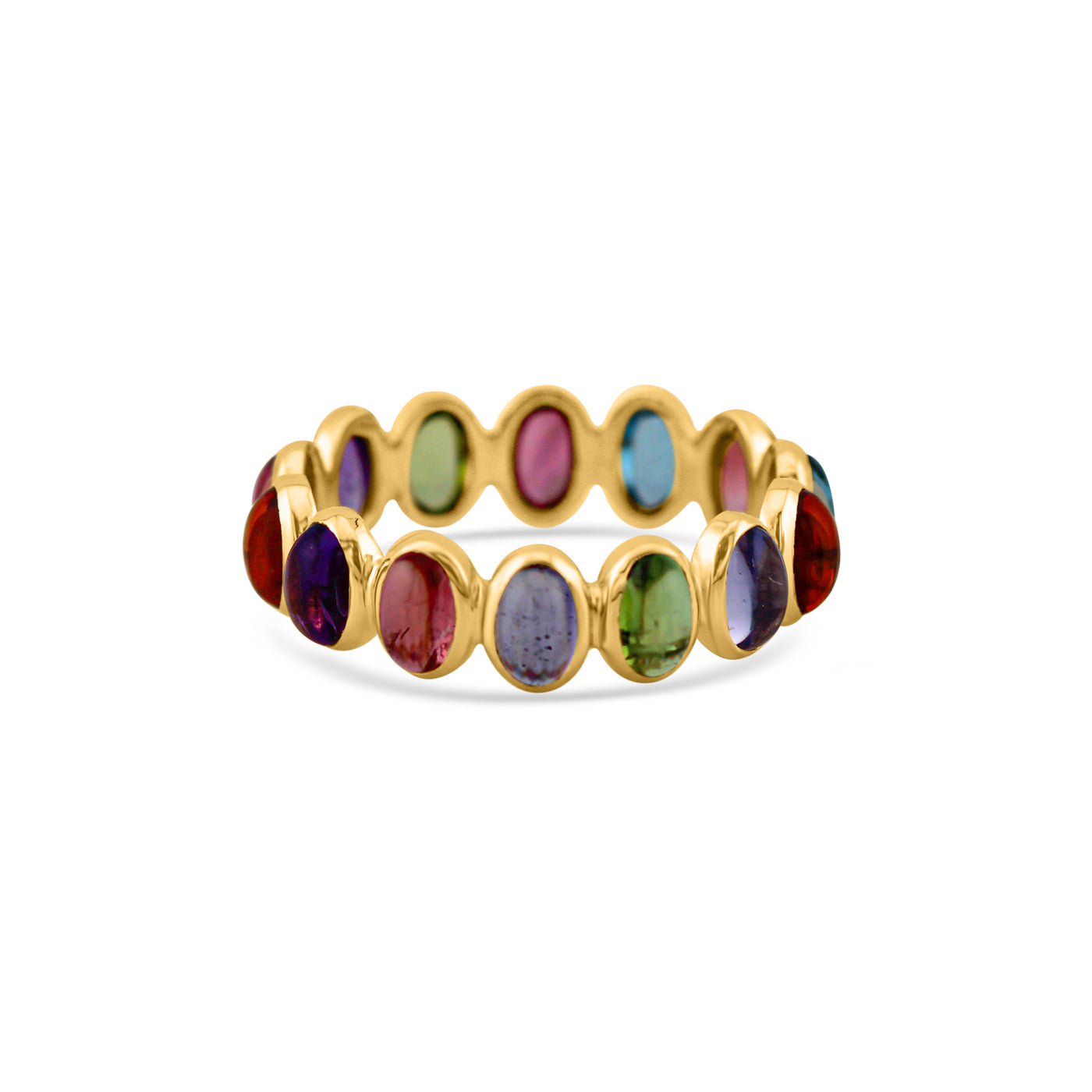 Gemstone Oval Ring In 18K Yellow Gold