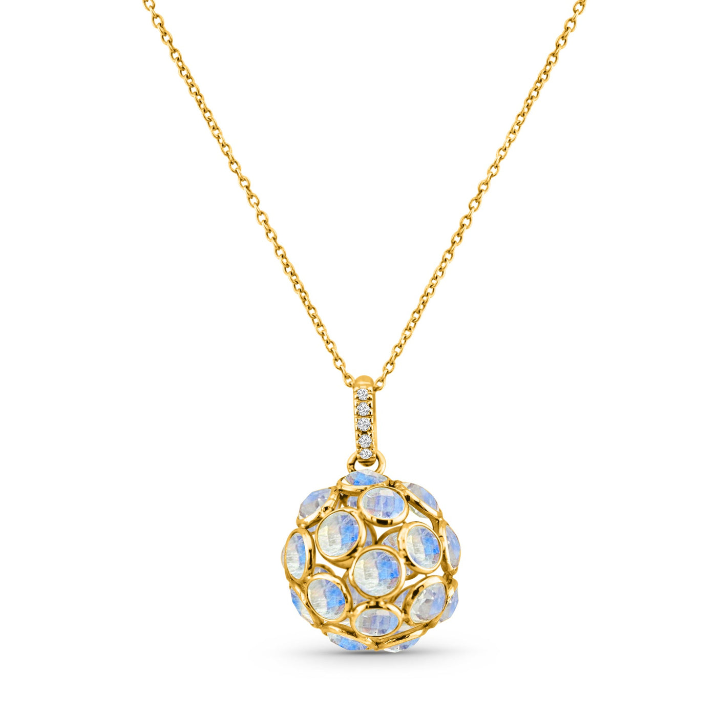 18K gold Rainbow Moonstone and Diamond pendant – handcrafted designer jewelry by Tresor Collection