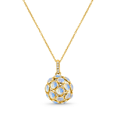 18K gold Rainbow Moonstone and Diamond pendant – handcrafted designer jewelry by Tresor Collection