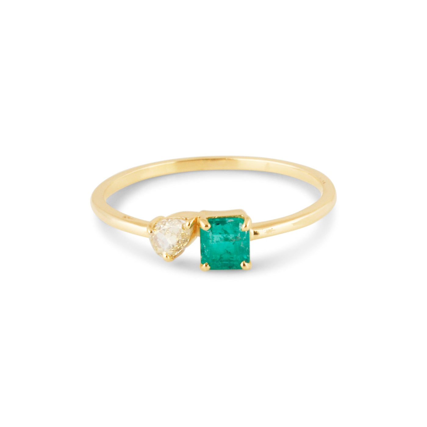 18K Gold Emerald & Diamond Ring