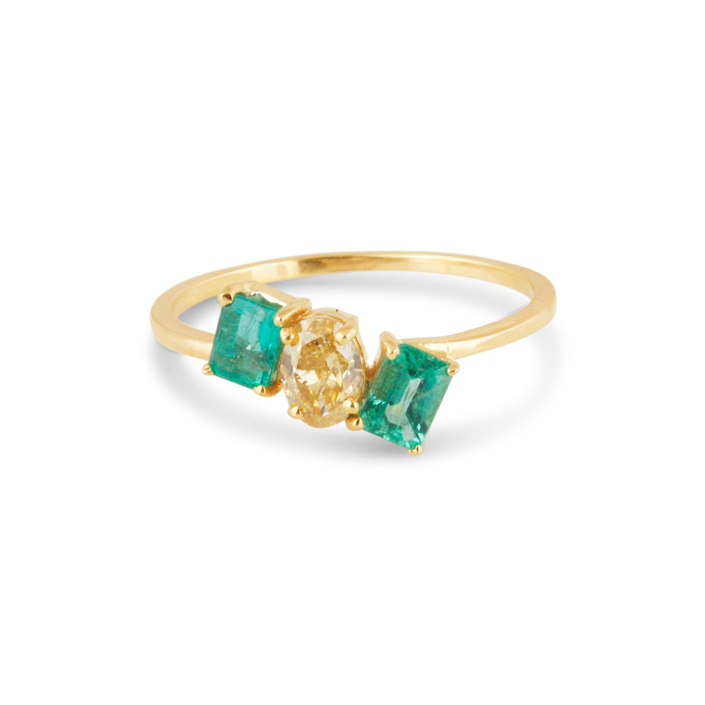 18K Gold Emerald & Diamond Ring