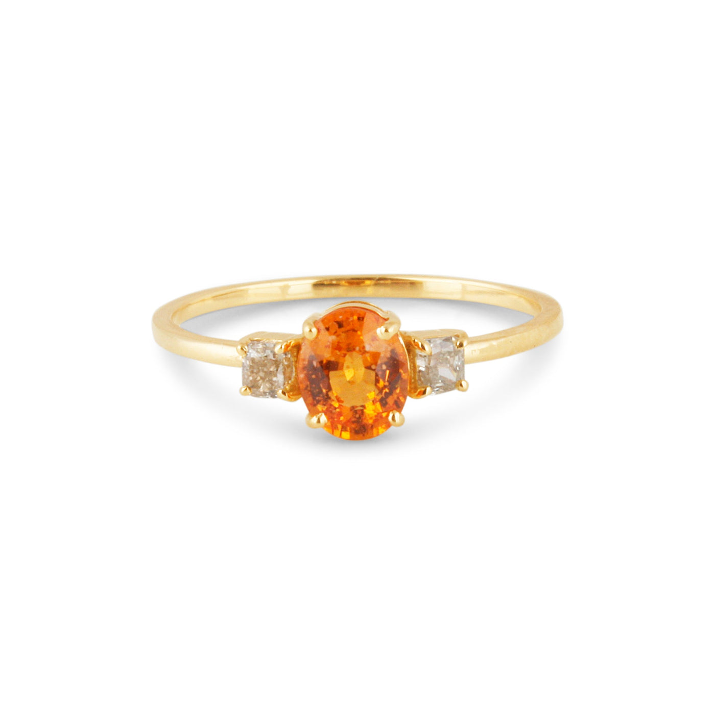 18K Gold orange sapphire & diamond oval ring – Tresor Organica Collection
