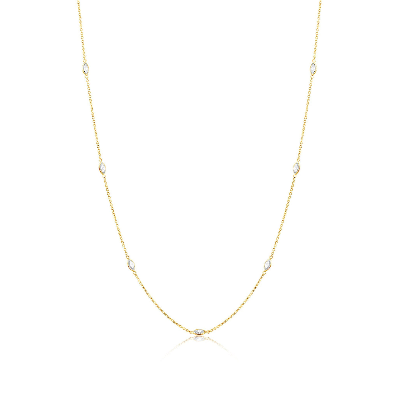 18K Yellow Gold Marquise Diamond Necklace by Tresor Collection