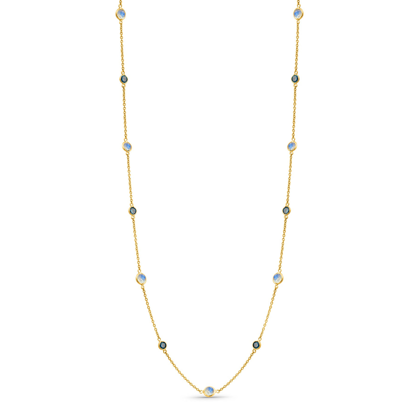 18K gold moonstone and blue diamond necklace — luxury