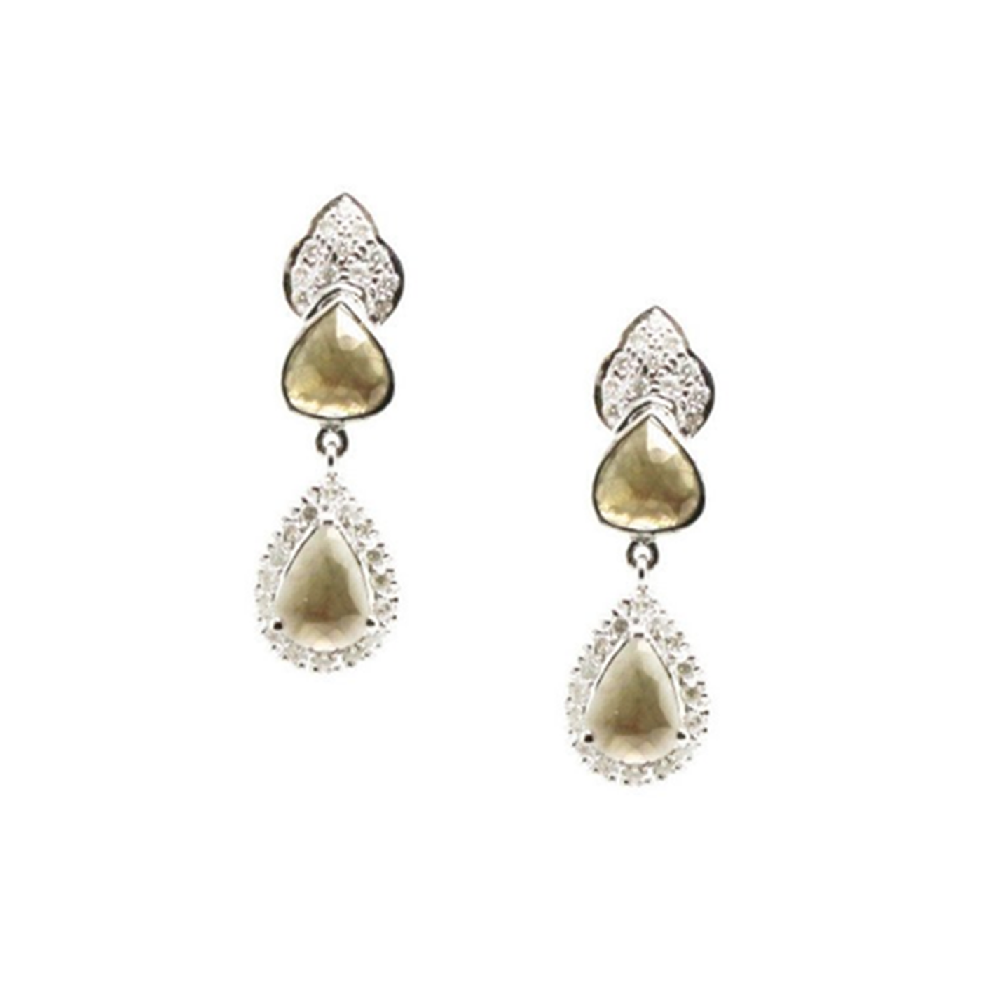 18K White Gold Color & White Diamond Earrings by Tresor Collection