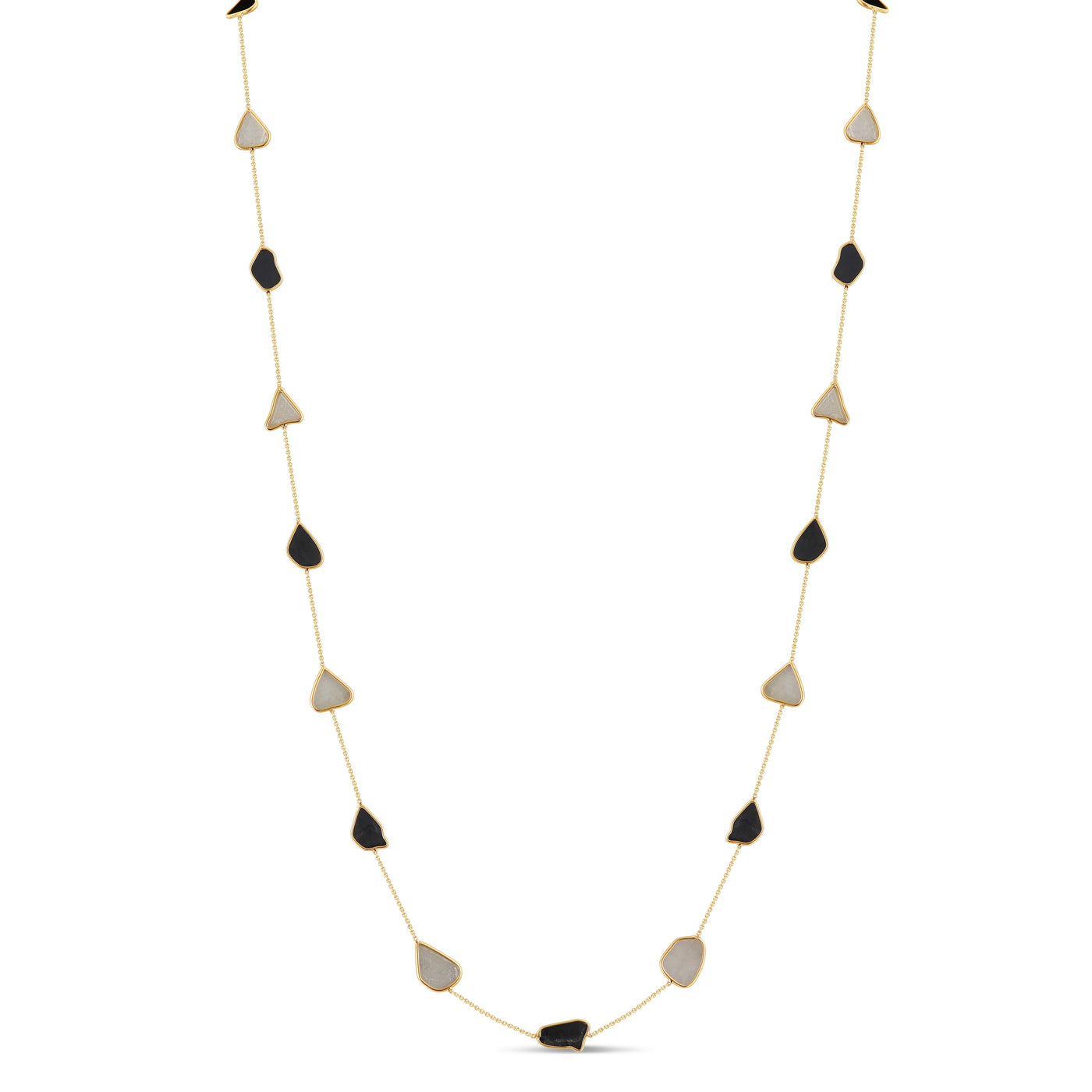 18K Gold Organic Black & White Diamond Slice Necklace – handcrafted fine jewelry by Tresor Collection