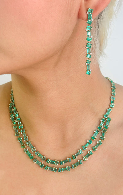 Emerald And Diamond Necklace In 18K Yellow Gold