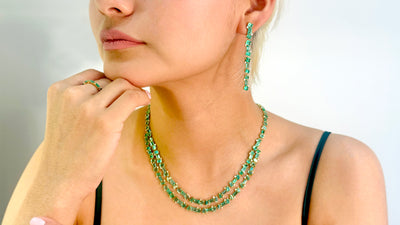 Emerald And Diamond Necklace In 18K Yellow Gold