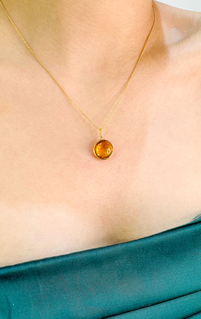 Gemstone Round Pendant In 18K Yellow Gold