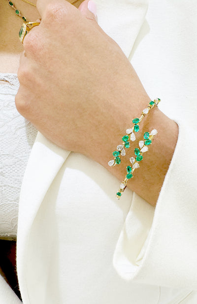 Emerald & Diamond Symphony Bracelet in 18K Yellow Gold