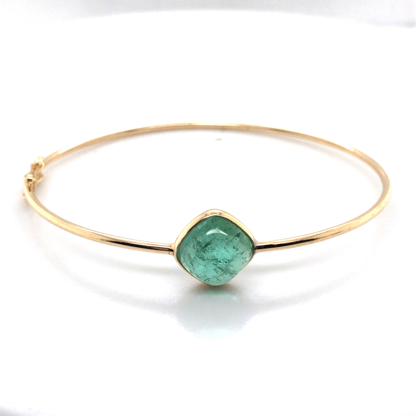 Green Tourmaline Sq. Bangle In 18K Yellow Gold