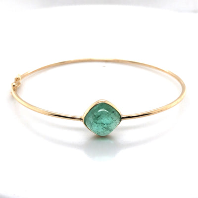 Green Tourmaline Sq. Bangle In 18K Yellow Gold